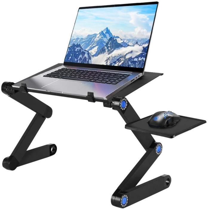 Table De Lit Pliable HUOLE - Aluminium Léger Pour PC, Petit-Déjeuner | Inclinable 360° & Transport Facile