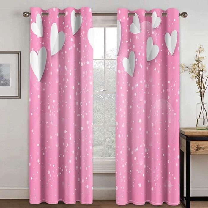 Rideaux Occultants Noeud Papillon Rose 75x166 Cm (lot De 2) - Tissu Thermique, Oeillets Métal, Pour Salon/chambre