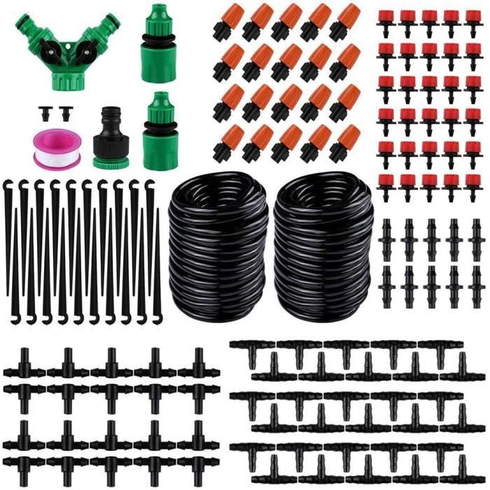 360° Kit Arrosage Automatique Pour Jardin – arrosage goutte à goutte, goute à goute arrosage exterieur, système d'irrigation pour serre, balcon et plates-bandes (10m