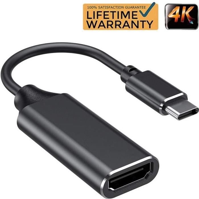 CHE® Adaptateur USB C vers HDMI 4K, Adaptateur USB de Type C à HDMI Câble [Compatible Thunde(Noir)rbolt 3]
