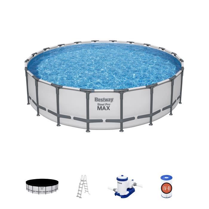 Kit Piscine hors sol tubulaire BESTWAY - Steel Pro Max™ - 610 x 132 cm - Rectangulaire (Inclus filtr