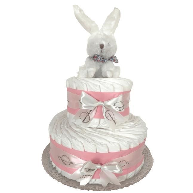 C Comme Cadeau Gâteau de couches rose et son lapin 3 à 6 kilos Rose