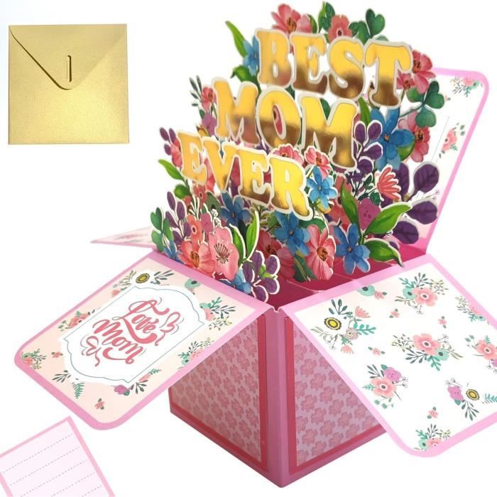 Carte Anniversaire Pop Up CUTPOPUP - Carte 3D Fleurs Tulipes Pour Fête Des Mères Ou Anniversaire