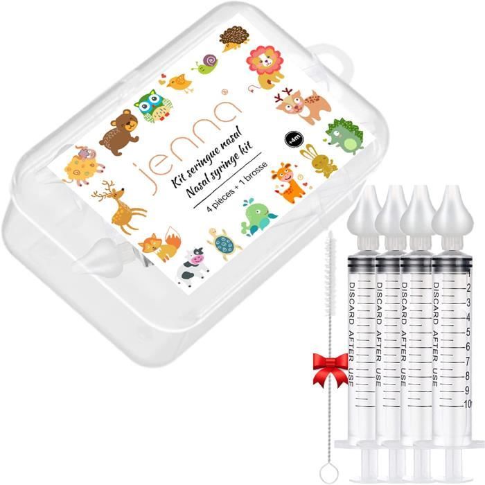 COSM ETHICS Jenna&reg;  4pcs Brosse Offerte bebe seringue nasale 10ml  mouche b&eacute;b&eacute; Irrigation nasale enfant rin&ccedil;age sinus hygi&egrave;ne 