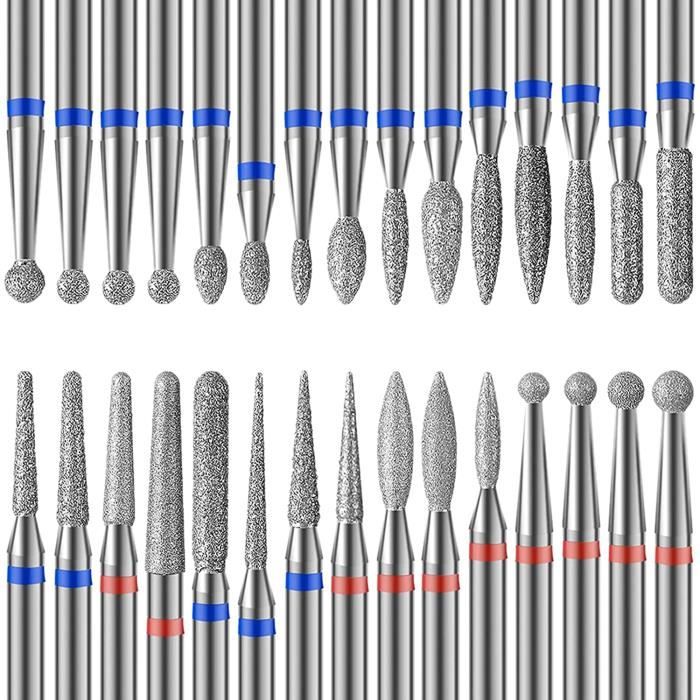 30Pcs Forets à Ongles Embouts de Ponceuse Kit de Diamant Professionnel à Supprimer Gel Acrylique Cuticule Acrylique Carbure