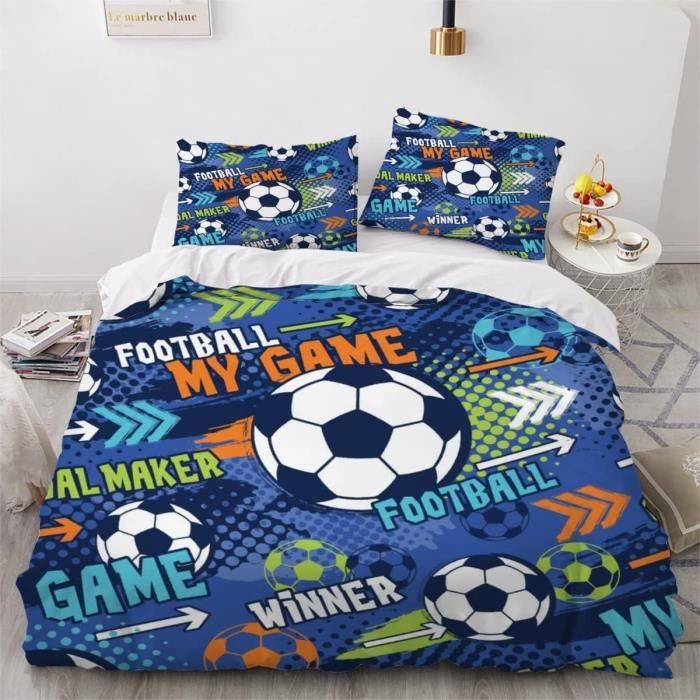 Parure De Lit 1 Personne Microfibre – Motif Planète Univers Bleu 3D – Housse 140x200cm + 2 Taies 65x65cm