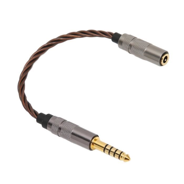 Adaptateur Audio Équilibré 4,4 Mm Mâle Vers 2,5 Mm Femelle - Câble Court 16 Cm OFC Tressé - Convertisseur Haute Fidélité Pour Ampli Casque Et DAP