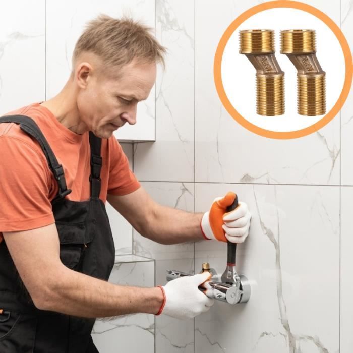 Adaptateur D'angle Pour Robinet De Douche En Cuivre Chromé - Filetage 1/2" Et 3/4", Réglable
