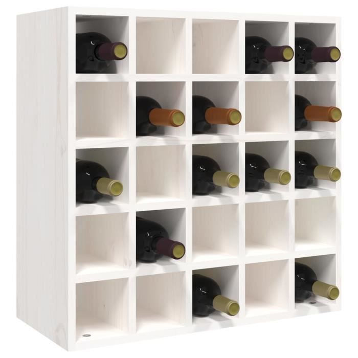 Armoire à Vin En Bois De Pin Massif 56x25x56 Cm - Cave à Vin Pour 25 Bouteilles, Meuble De Rangement Brun Rustique - Fixation Murale Fournie
