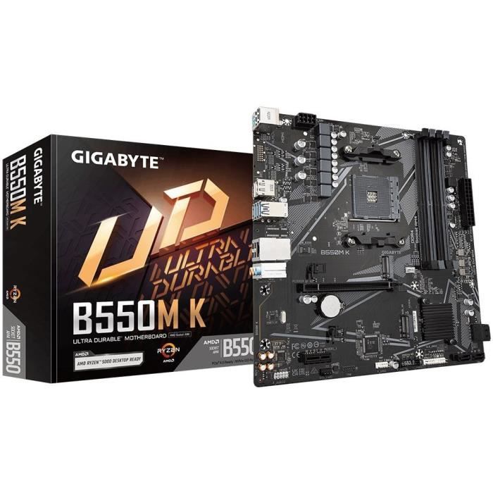 Carte mère – GIGABYTE – B550M K – Socket AM4 – DDR4 jusquà 128 Go – PCIe 4.0 x16