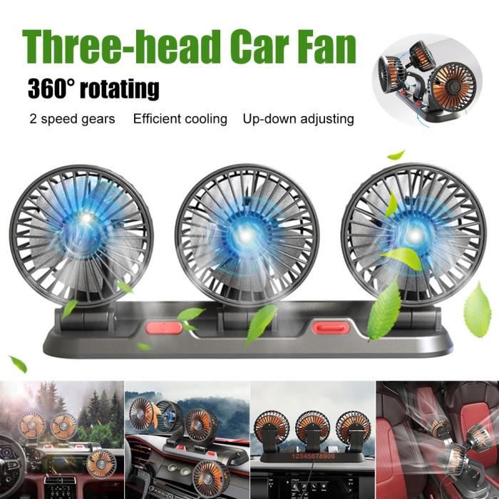 Cherubfunz 4 Inch Ventilateur De Voiture 2 Vitesses 360° Rotatif - Faible Bruit Pour Camions Et Autos