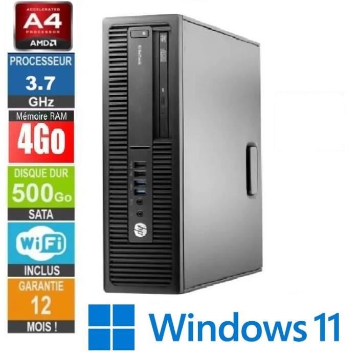 HP EliteDesk 705 G1 A4 3.8GHz/4/500Go Wifi Win 11 Pro
