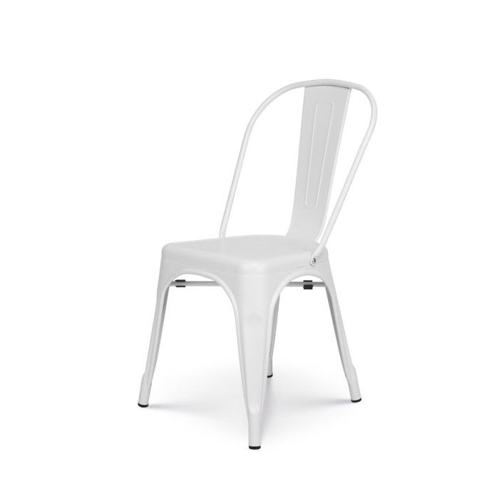Chaise Industrielle - KOSMI - Métal Blanc Mat - Intérieur - 1 Place