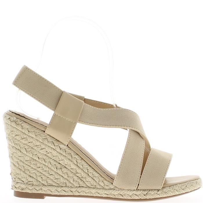 espadrille beige compensée