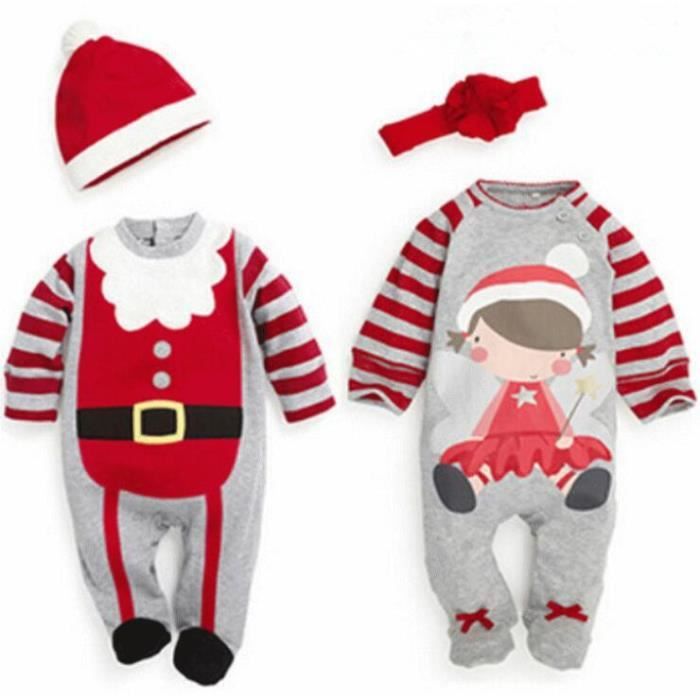 Combinaison Bebe Noel Pyjama Raye Garcon En Coton Ensemble Fille Cartoon Pere Noel Enfant Hiver De Haute Qualite Souple Avec Bonnet Rouge Cdiscount Pret A Porter