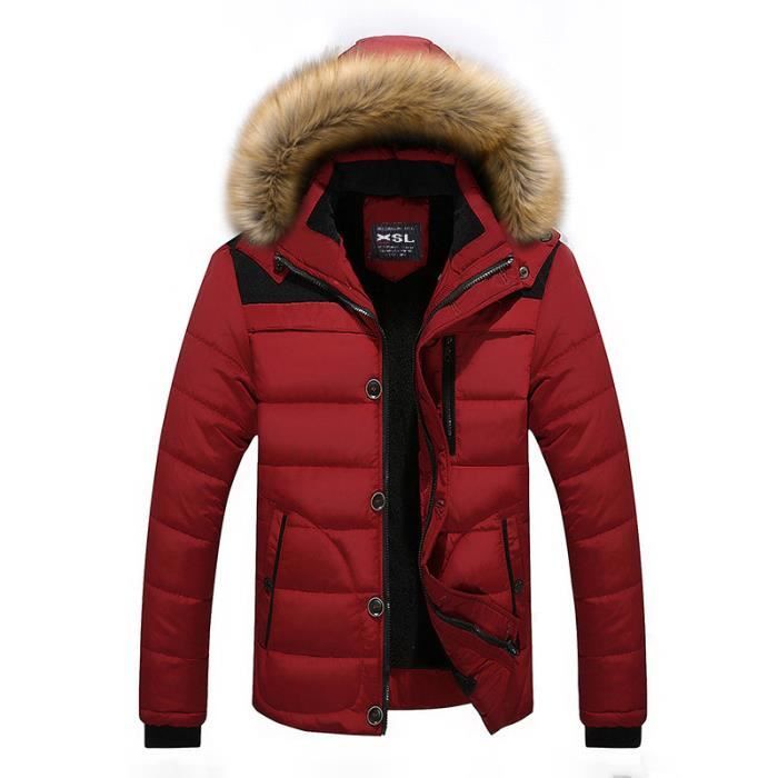 Doudoune Rouge Fourrure Homme Doudoune Rouge Outlet Bordeaux Homme