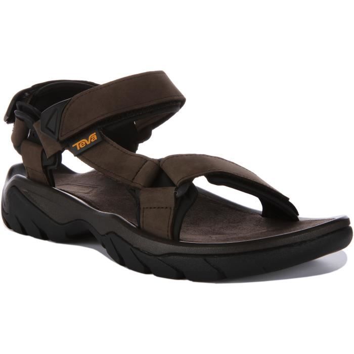 Sandales TEVA Terra Fi 5 Universal en cuir pour homme - Brun - Taille 47 - Lanières auto-agrippantes Sandales TEVA Terra Fi 5 Universal en cuir pour homme - Brun - Taille 47 - Lanières auto-agrippantes