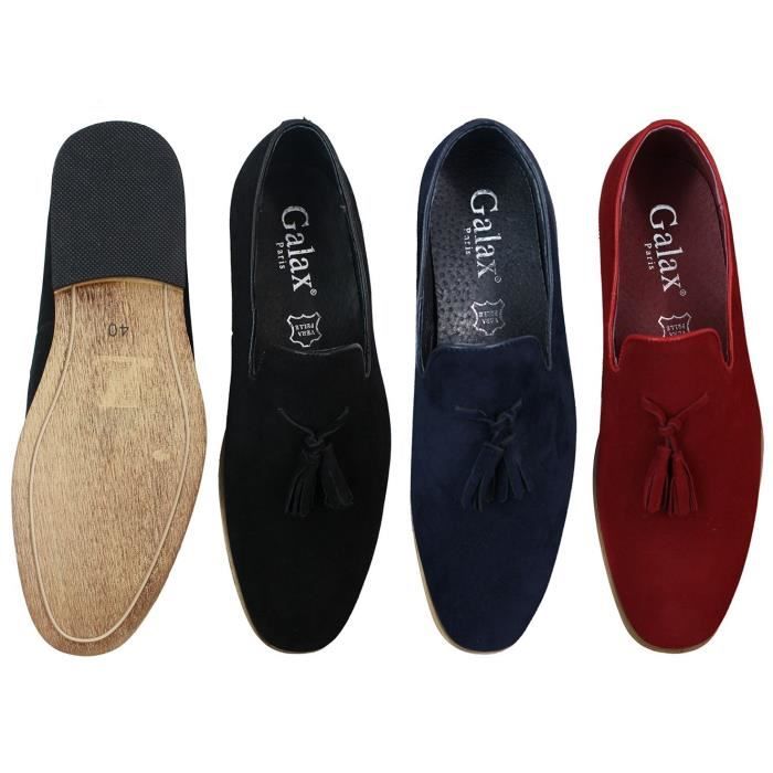 mocassin homme daim bleu marine