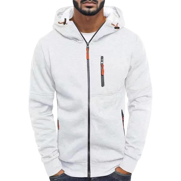 Sweat Zippé Homme Automne Hiver Chaud Veste à Capuche Sportswear
