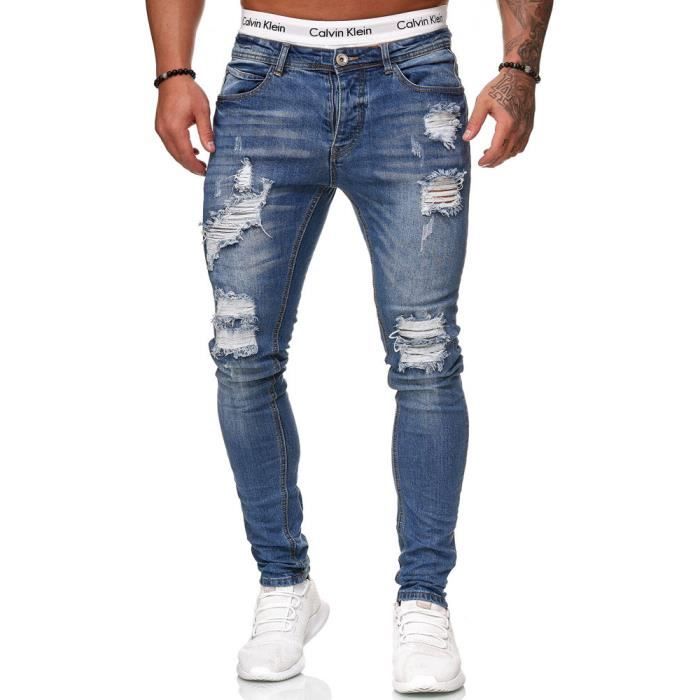 Jean bleu homme dechire Clearance