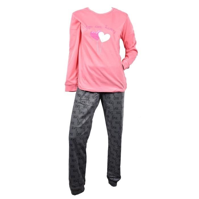 pyjama femme en polaire a imprime all over rose pyjamas ensembles