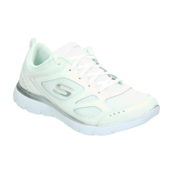 Skechers Baskets Femme - SKECHERS 12982-WSL - Blanc - Synthétique - Lacets
