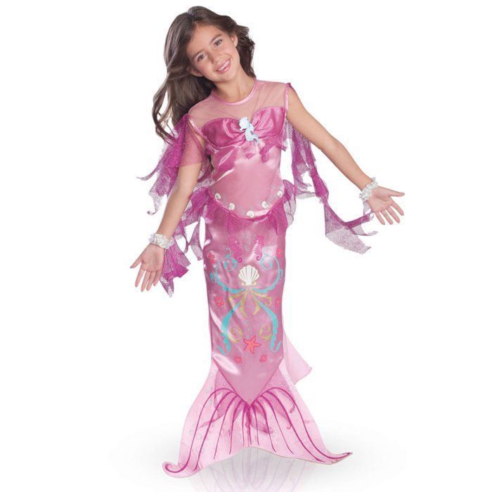 Déguisement sirène des mers rose fille - 7 à 8 ans - Polyester - Carnaval  et fêtes d'anniversaire