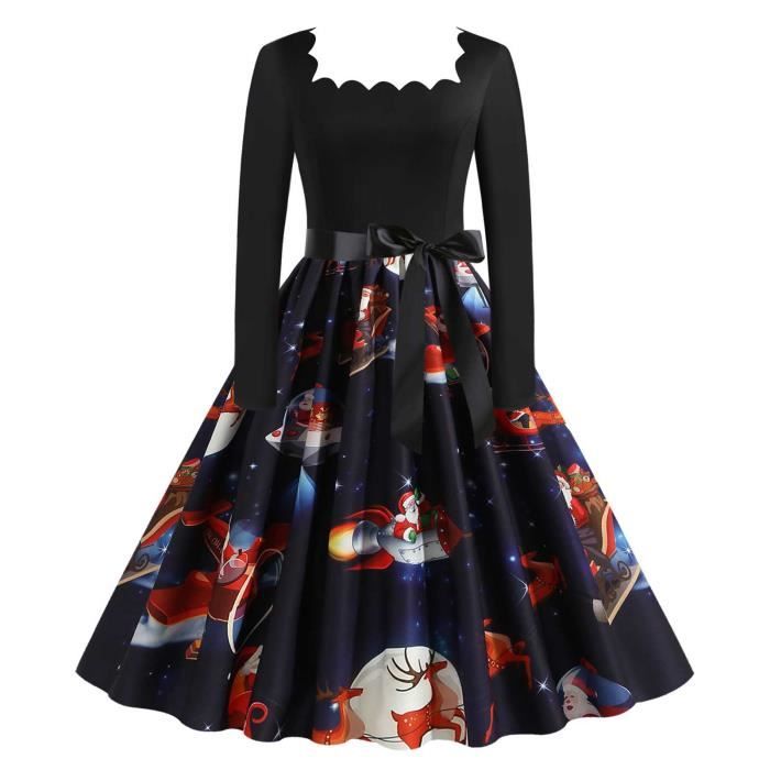 Robe de Noël festive A-line Swing élégante en dentelle Robe de Noël pour fille Longueur au genou Robe de fête de princesse Cadeau de Noël