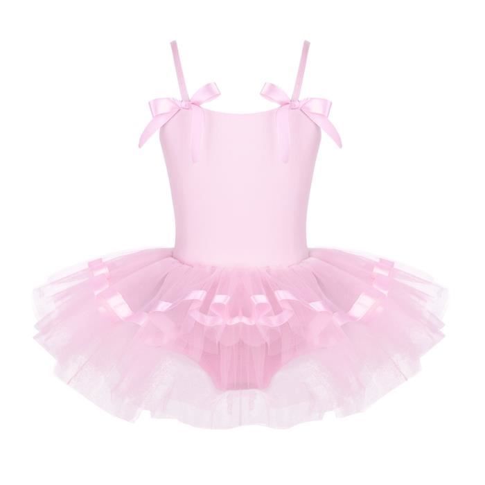 YONGHS-FR Tutu de Danse Classique Ballet pour Fille Enfant Leotard Ballerine Tenue Danse 2-8 Ans Rose