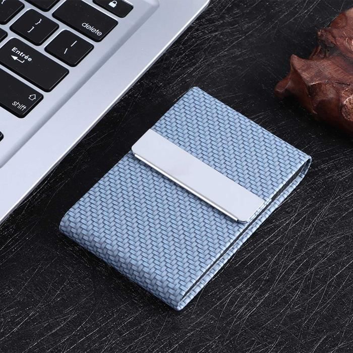 Porta Biglietti Da Visita In Pelle PU - Custodia Elegante Per Uomo E Donna, Blu - Foto 5