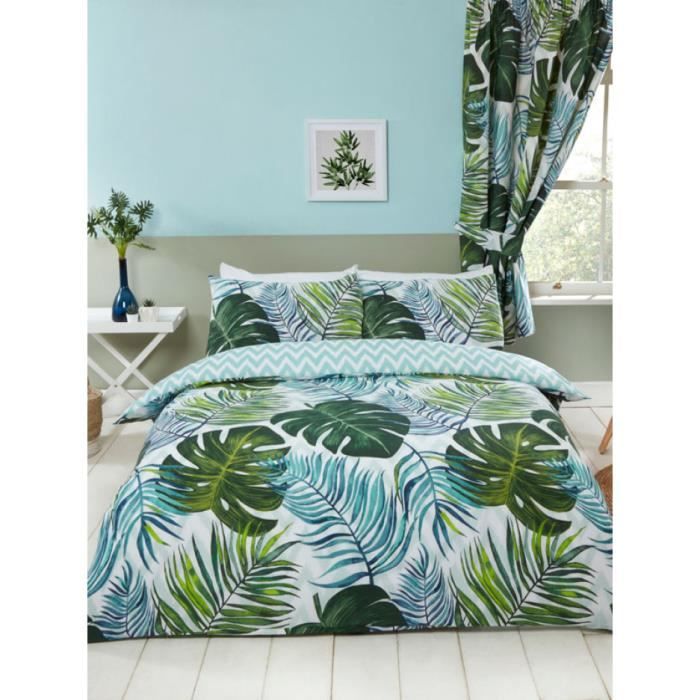 Palmiers Tropique Aquarelle Simple Double King housse de couette taie d'oreiller lit