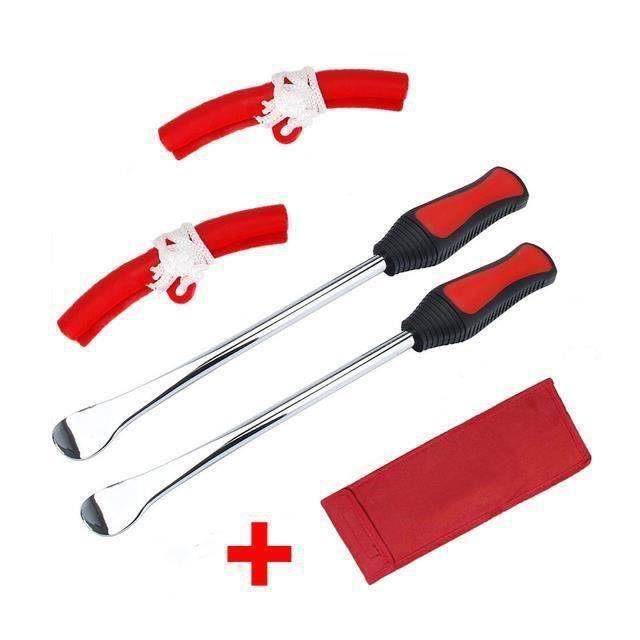Kit Réparation Pneus Moto/voiture 31 Pièces - Leviers En Acier, Poignées Ergonomiques (rouge)