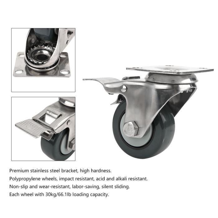 Lot De Roulettes Pivotantes Et Fixes – Diamètre 160mm, Charge 660kg, Polypropylène Blanc, Neuf