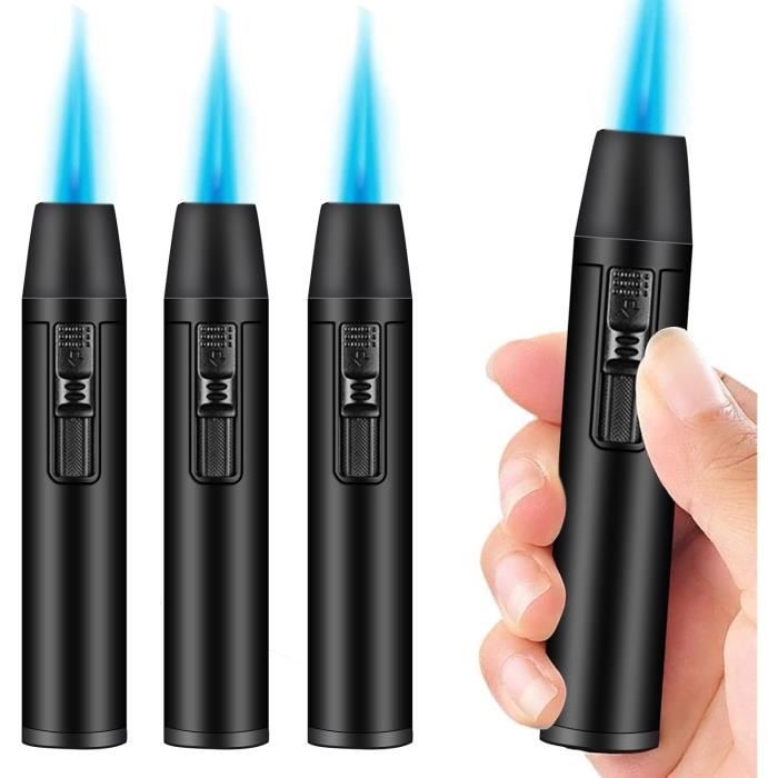 Lot de 3 briquets tempête rechargeables au gaz Longueur 11 cm Coupevent Pour bougies