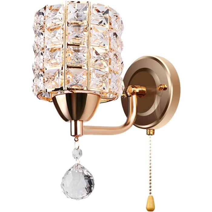 Applique de Chevet avec Interrupteur à Tirette, Lampe Murale E14 Moderne Nordique Abat-jour en