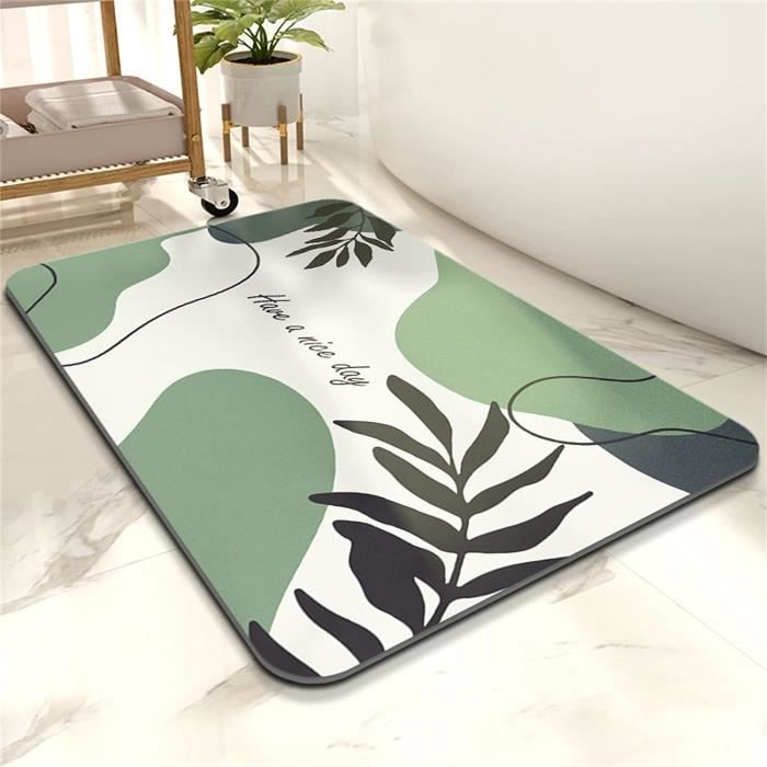 Tapis De Bain Pierre De Diatomée - Super Absorbant Antidérapant - 4 Couches Confort - Facile à Nettoyer