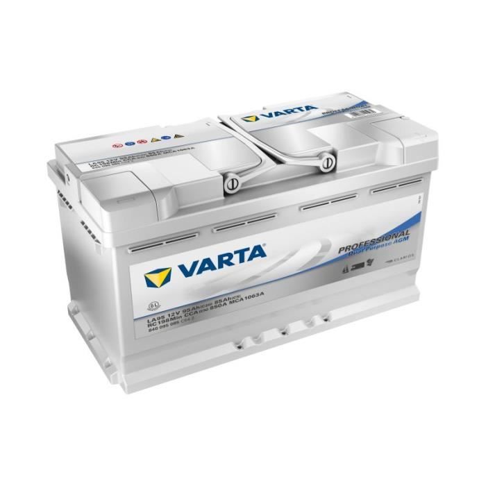 VARTA Batterie AGM DEEP Cycle Compact 95Ah 800 Cycles Camping-car Caravane Bateau Gris
