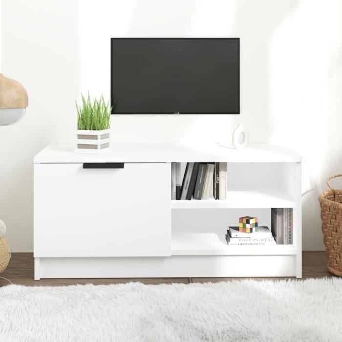 vidaXL Meuble TV Blanc 80x35x365 cm Bois dingénierie 811466