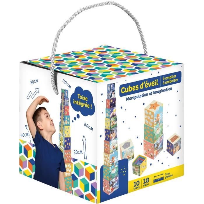 Puzzle Cubes - WDK PARTNER - 10 pièces - Éveil - Chiffres et formes - Toise 105 cm