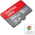 CARTE MEMOIRE SanDisk Ultra 64 Go, Carte microSDXC UHS-I pour Chromebook avec adaptateur SD et jusqu'&agrave; 120 Mo-s en vitess171-1