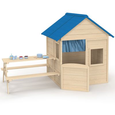Aiyaplay – Cabane de jardin pour enfant en bois de sapin – 110,6L x 106,6l x 138H cm – Demi-porte, fenêtres, jardinière – Pour 3-8 ans