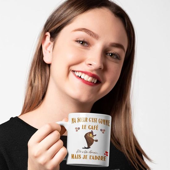 Mug Humour Idee Cadeau Tante Anniversaire Plaisir D'offrir Ma Tante C'est Comme Le Café Elle A Un Grain Mais Je L'Adore Présent - Maison