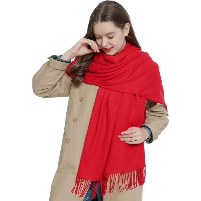 Écharpe Femme Hiver Grand Carreaux - Faux Cachemire, Longueur 200 Cm, Franges - Châle Doux Et Chaud Pour Noël, Cadeau - 10