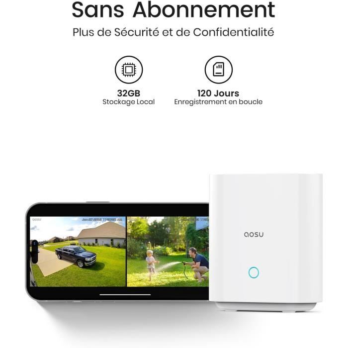 2K Caméra Surveillance WiFi Extérieure sans Fil, Solar Security Cameras ...