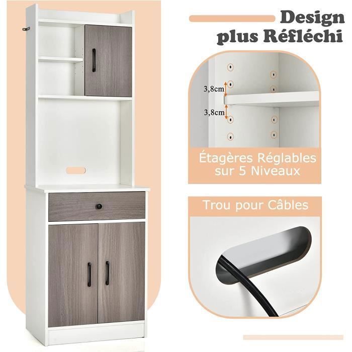 GOPLUS Armoire De Rangement Cuisine 5 Étages - Blanc 59x30.5x103cm, Anti-Basculement