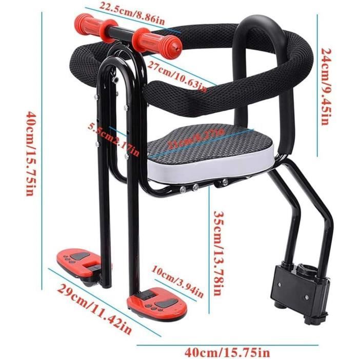Siège Vélo Enfant Shayson – Cuir Synthétique Noir Avec Dossier Et Coussin Confort