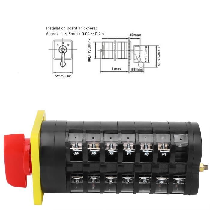 Commutateur Rotatif 3 Positions 12 Bornes – 380V 20A – Pour Moteurs, Inverseurs, Commandes électriques