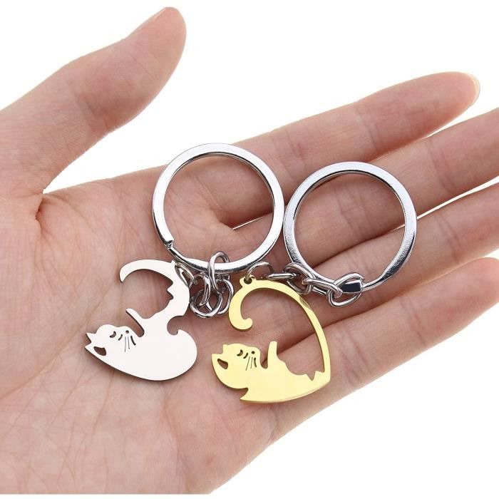 2PCS Porte-clés Coeur Couple Gravure Amitié Chat Yin Yang Keychain Puzzle  Séparable pour Amis Amoureux Cadeau de la Saint-Valentin - Cdiscount  Bagagerie - Maroquinerie