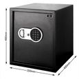 DEUBA® Coffre-fort électronique noir acier 2 clés 4 piles verrouillage par pêne fixation murale/au sol 35 x 40 x 40 cm-2