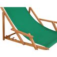 Chaise longue de jardin verte, chilienne, bain de soleil pliant avec repose-pieds 10-304F-2